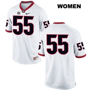 Women's Georgia Bulldogs NCAA #55 Trey Hill Nike Stitched White Authentic No Name College Football Jersey WBC1654KK